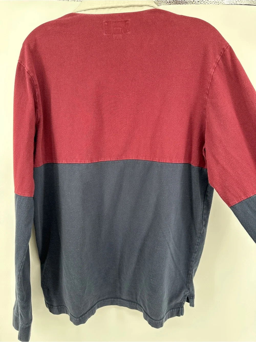 True Religion Y2K Hiphop Blockcore‎ Urban Men’s Burgundy/Navy Rugby Shirt SzL